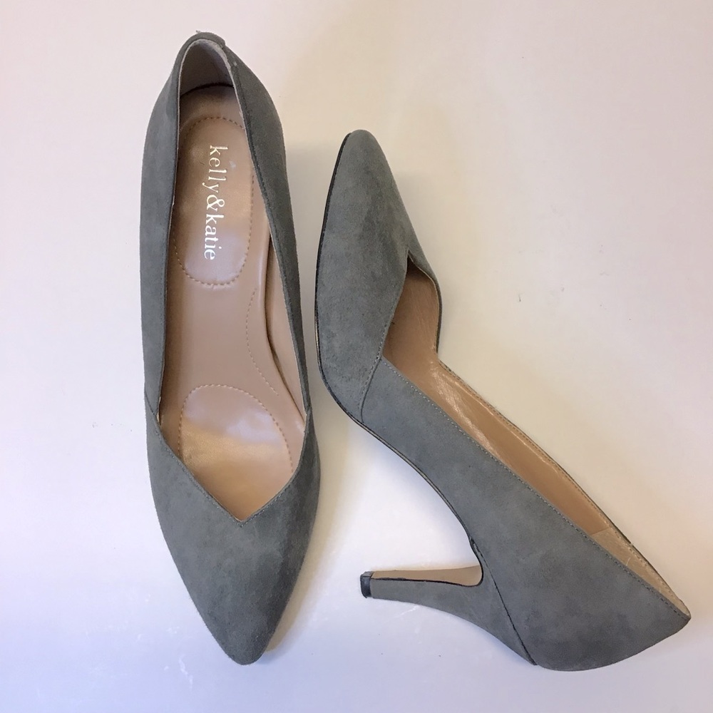 Kelly & Katie Gray Suede Leather Pump 8.5